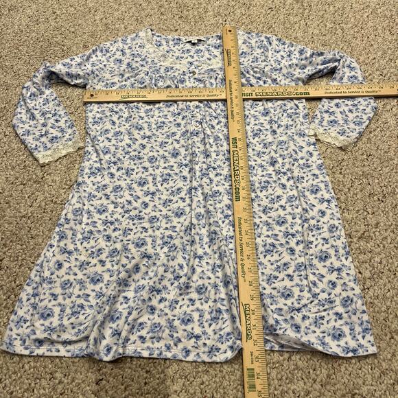 Eileen West Lace Trim Nightgown Sz S Floral Feminine Knee Length Trad Wife - Picture 3 of 6